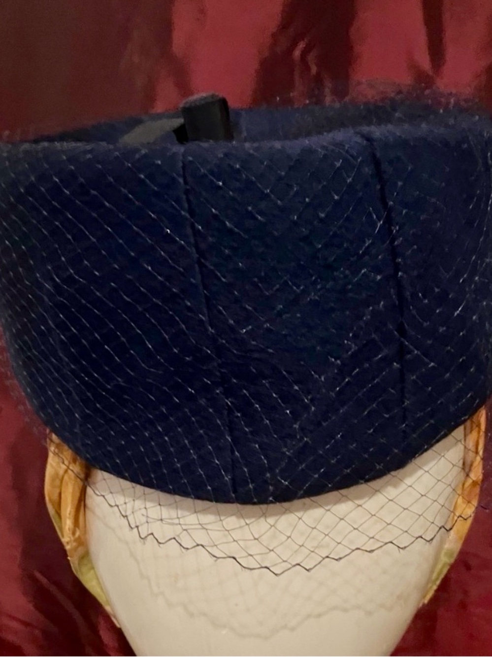 Vintage Desi Navy Veiled Pillbox Hat